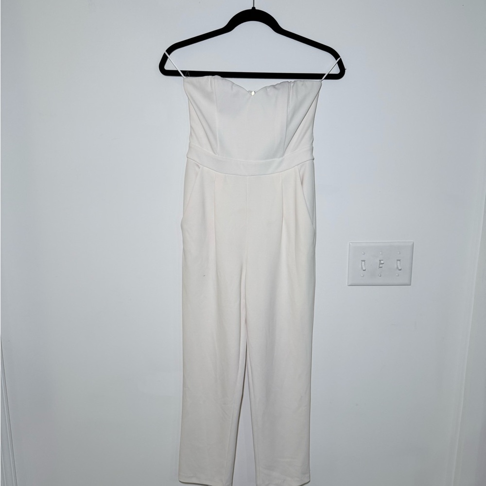 Express White Strapless Jumpsuit